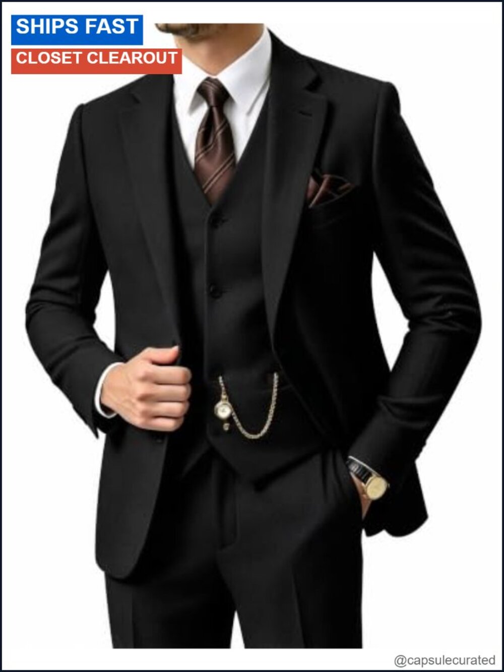 Men's 3 Piece Tweed Suit Herringbone Blazer Vest Pants Set